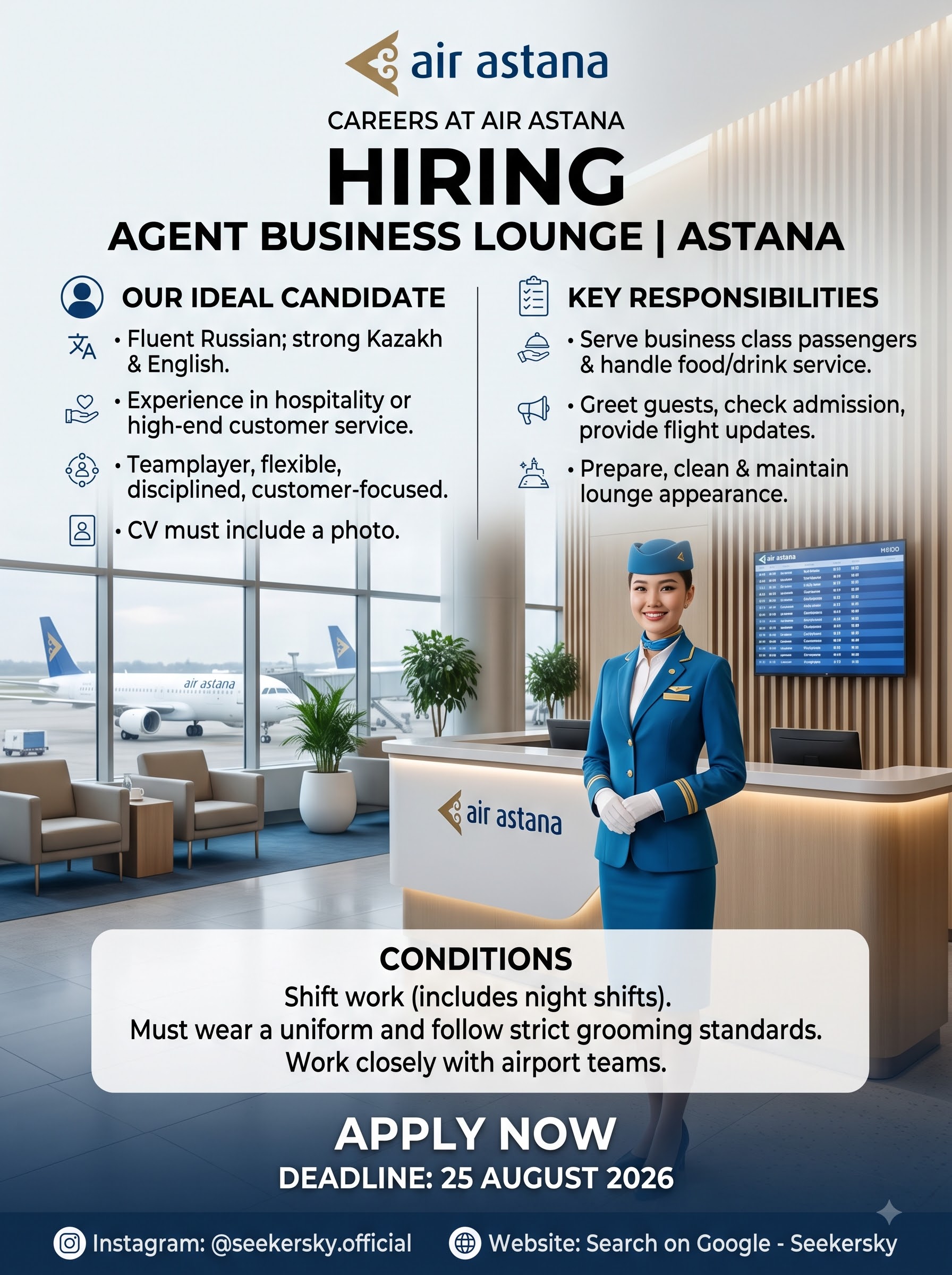 Hiring of Agent Business Lounge Air Astana Astana
