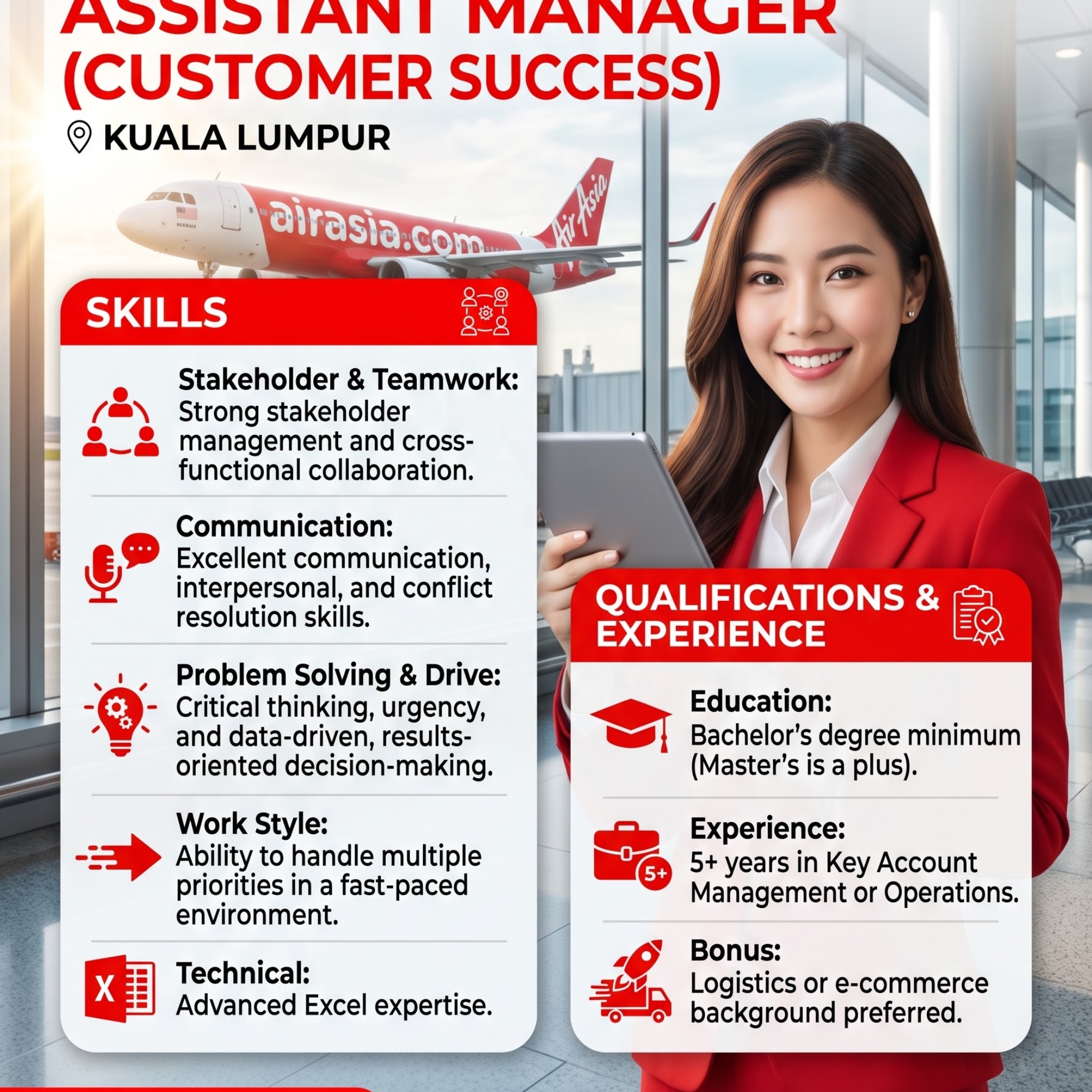 Home 28 Hiring of Assistant Manager (Customer Success) Air Asia Airlines Kuala Lumpur