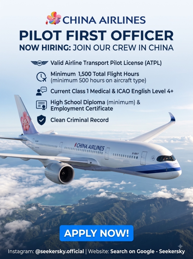 Hiring of Pilot FIRST OFFICER  China Airlines  China