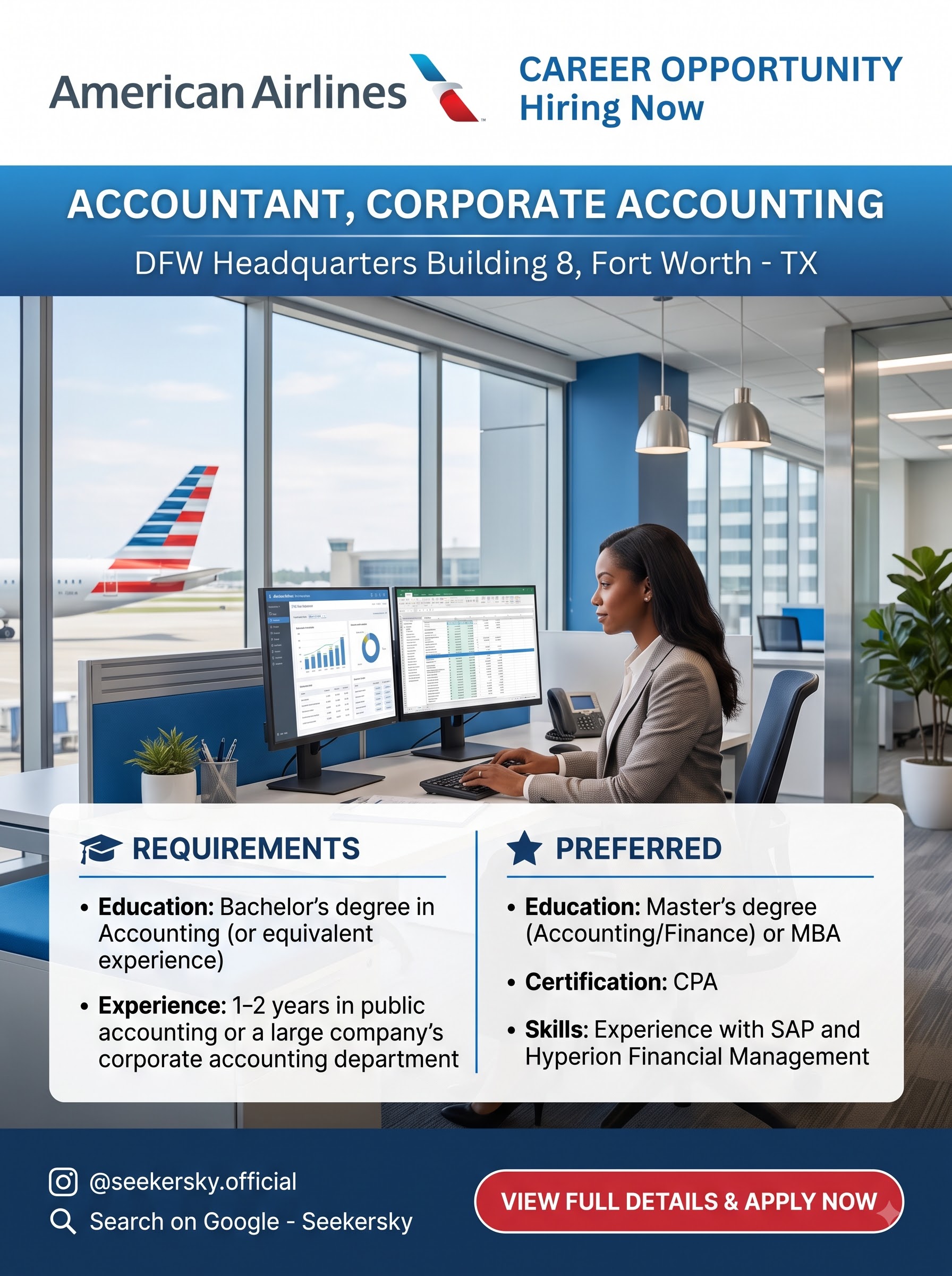 Hiring of Accountant Corporate Accounting American Airlines Fort Worth TX DFW HQ United States
