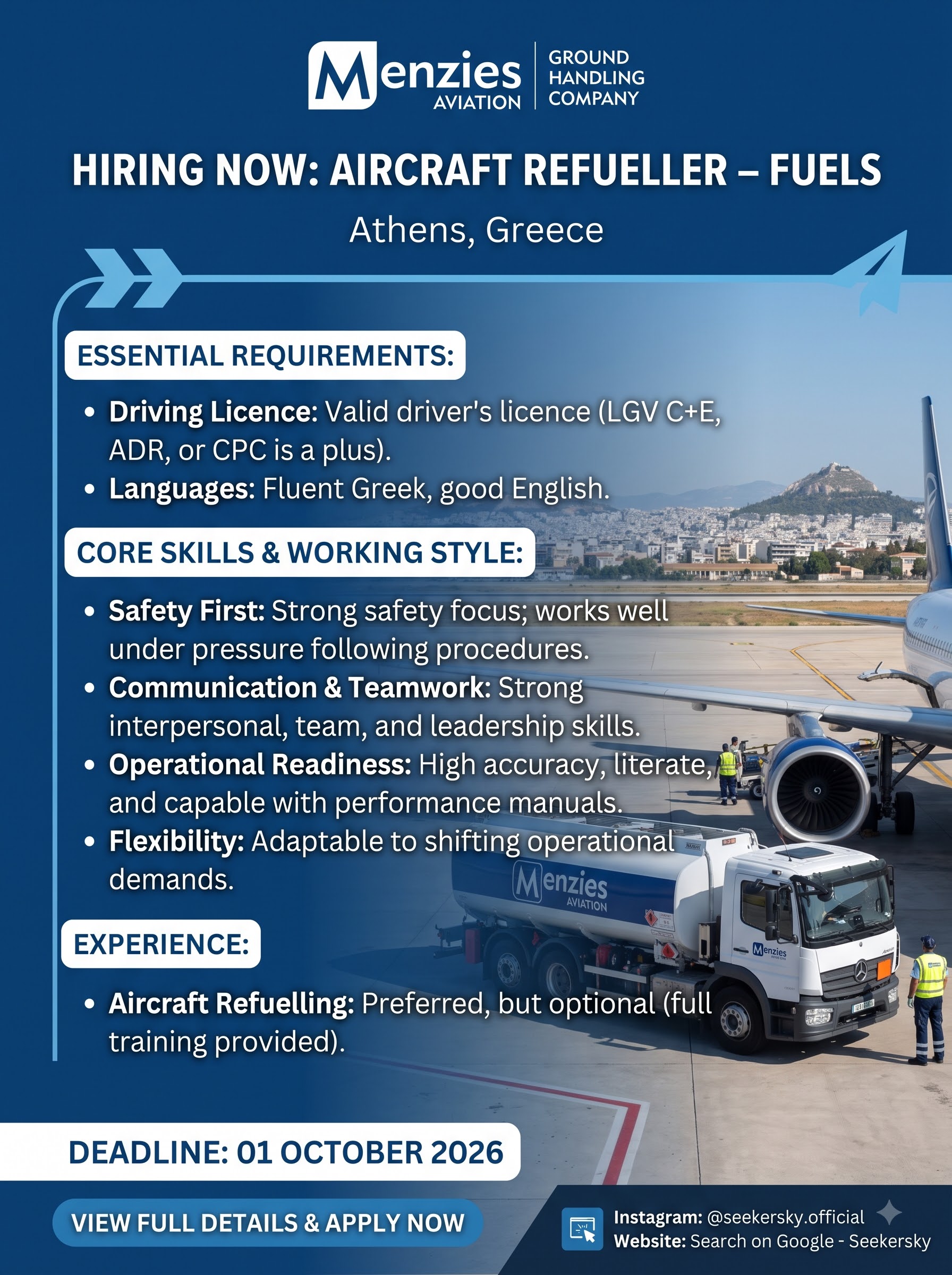 Hiring of Aircraft Refueller – Fuels Menzies Athens International Airport Greece