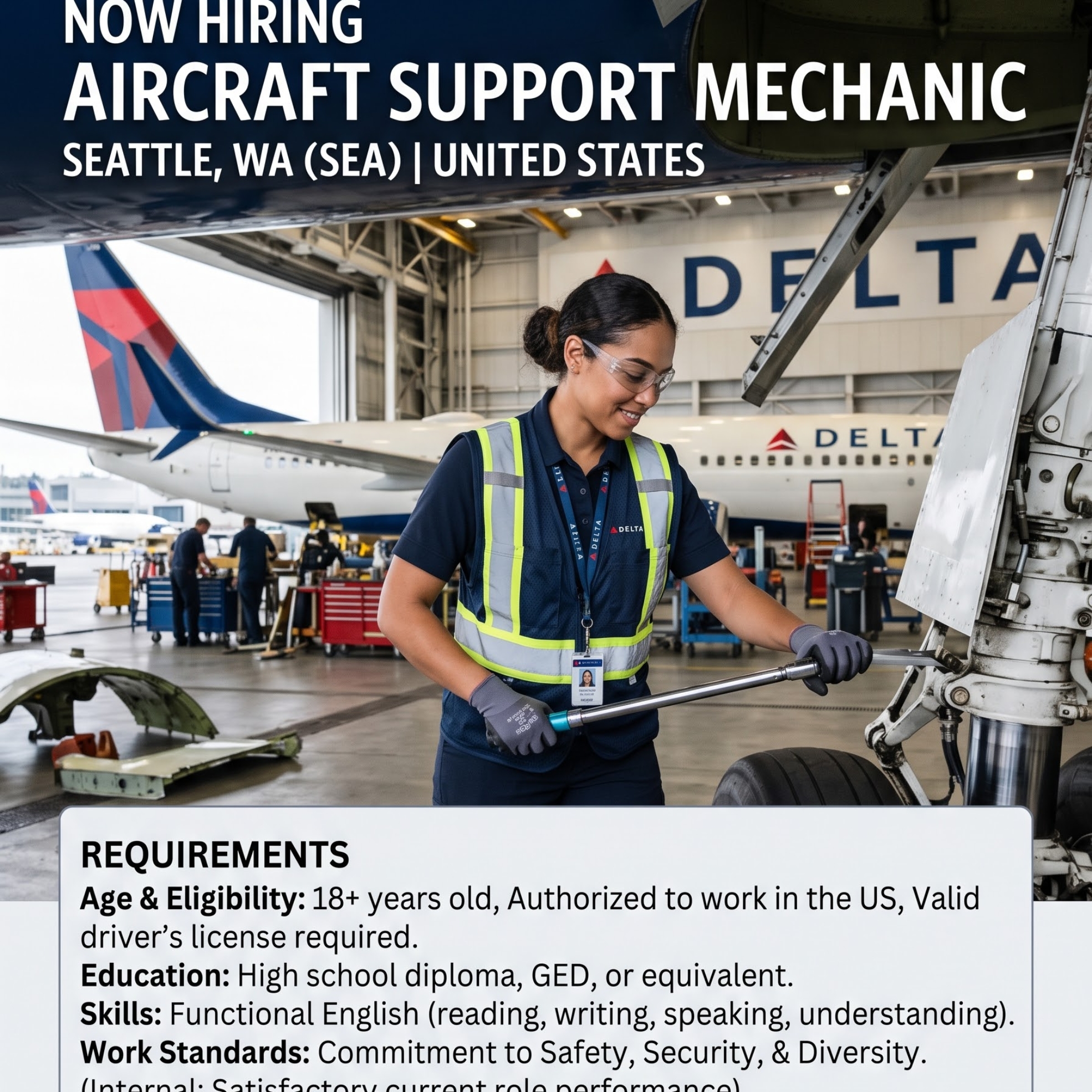 Home 31 Hiring of Aircraft Support Mechanic Delta Airlines United States