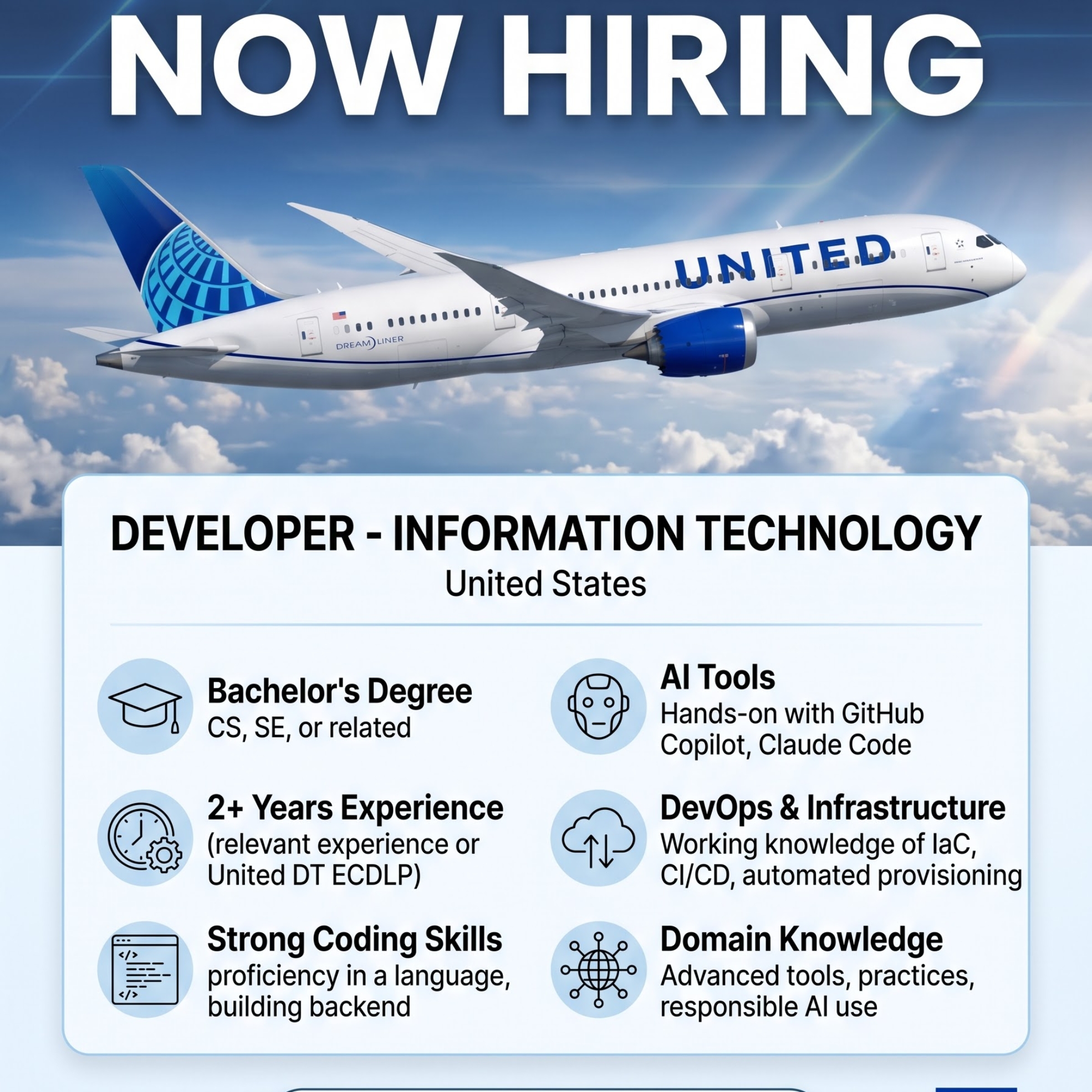 Home 30 Hiring of Developer - Information Technology United Airlines United States