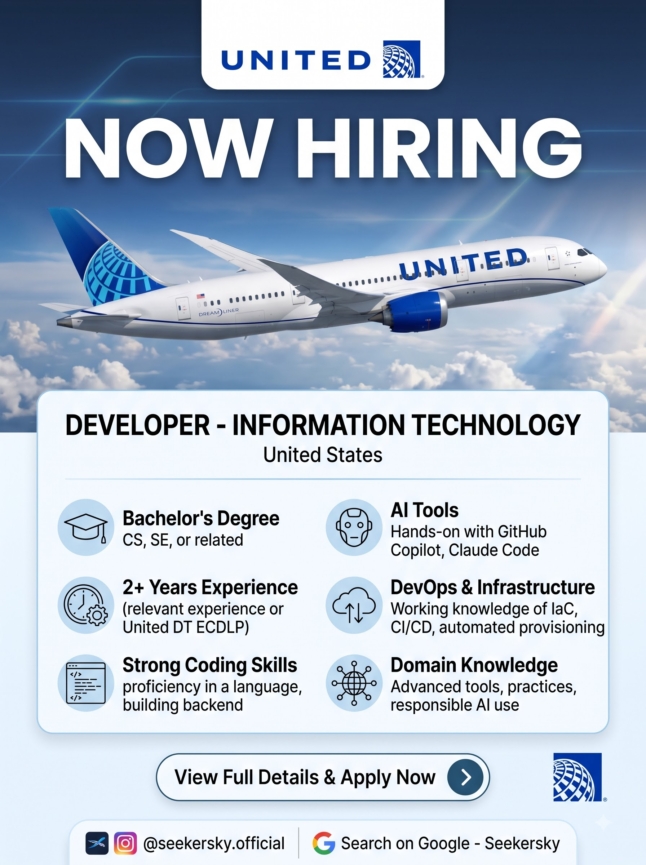 Hiring of Developer - Information Technology  United Airlines  United States