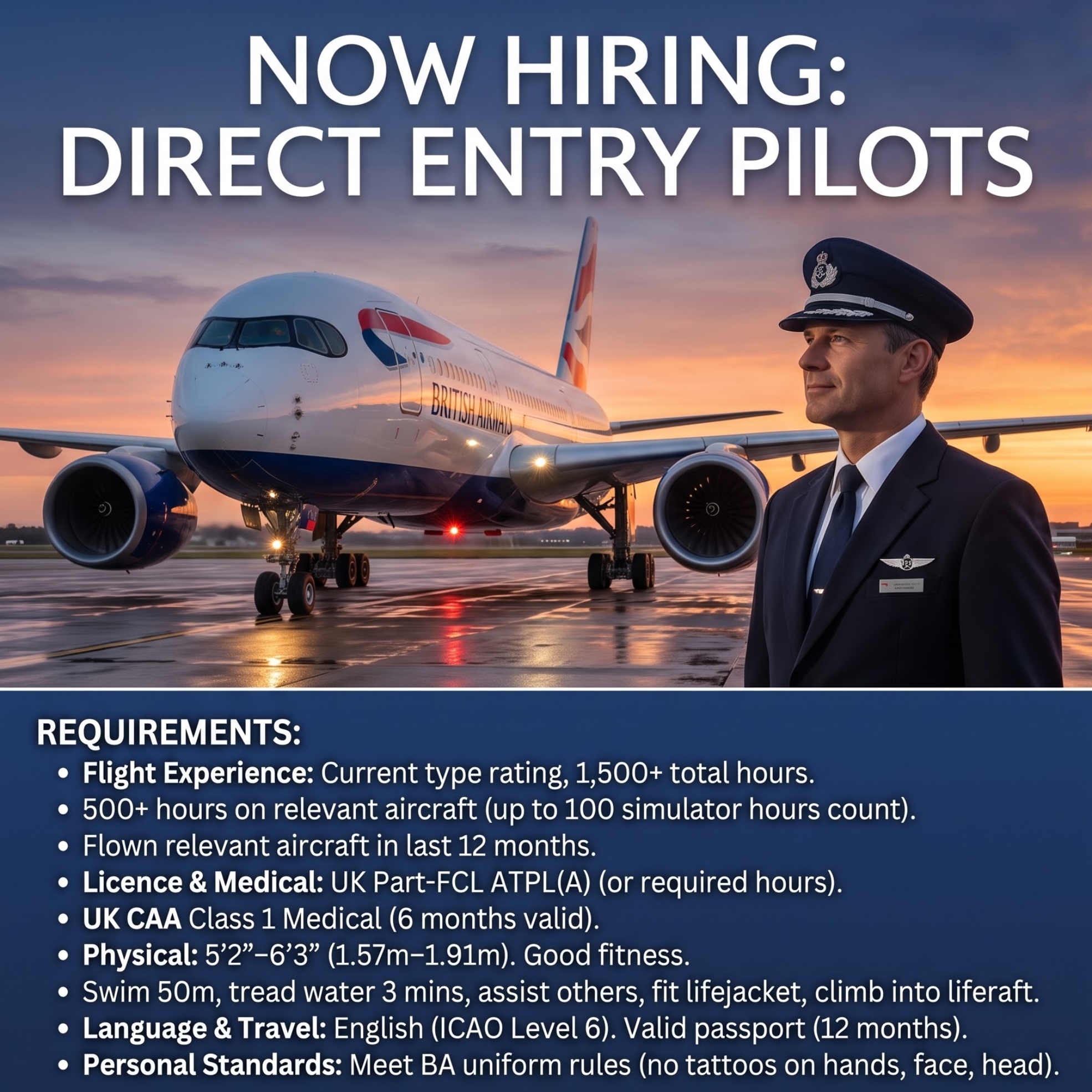 Home 27 Hiring of Direct Entry Pilot British Airways Heathrow Airport, London (England)