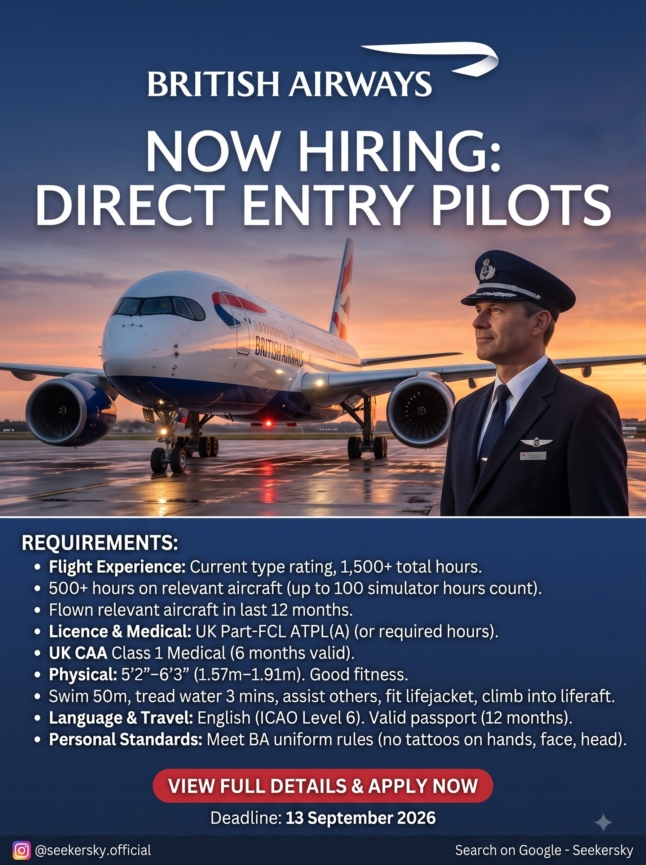 Hiring of Direct Entry Pilot  British Airways  Heathrow Airport, London (England)