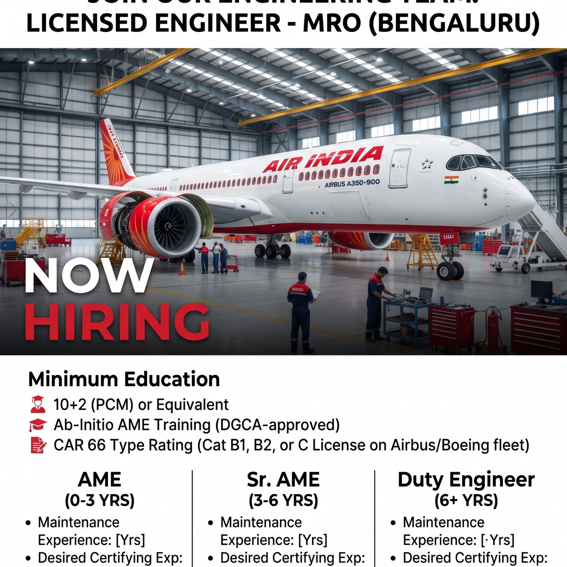 Home 23 Hiring of Licensed Engineer - MRO Air India Bengaluru (PAN India)