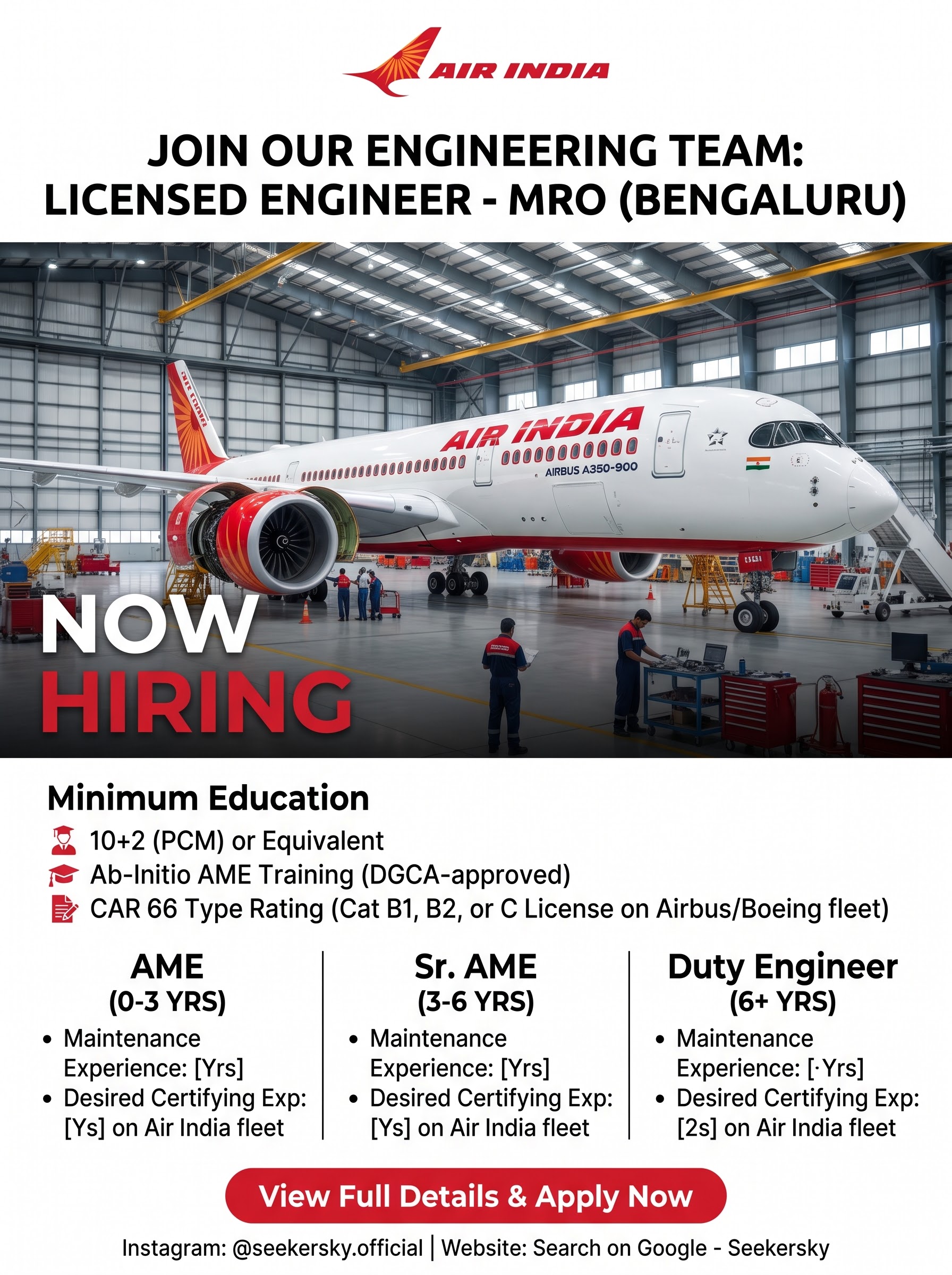 Hiring of Licensed Engineer MRO Air India Bengaluru PAN India