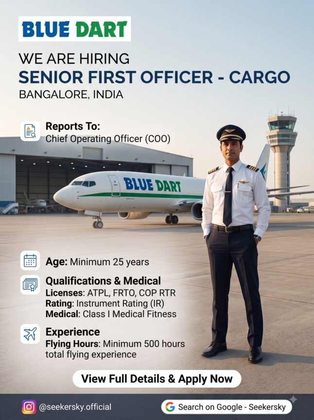 Hiring of Senior First Officer – B737-800  Blue Dart Cargo Airlines  Bengaluru, India