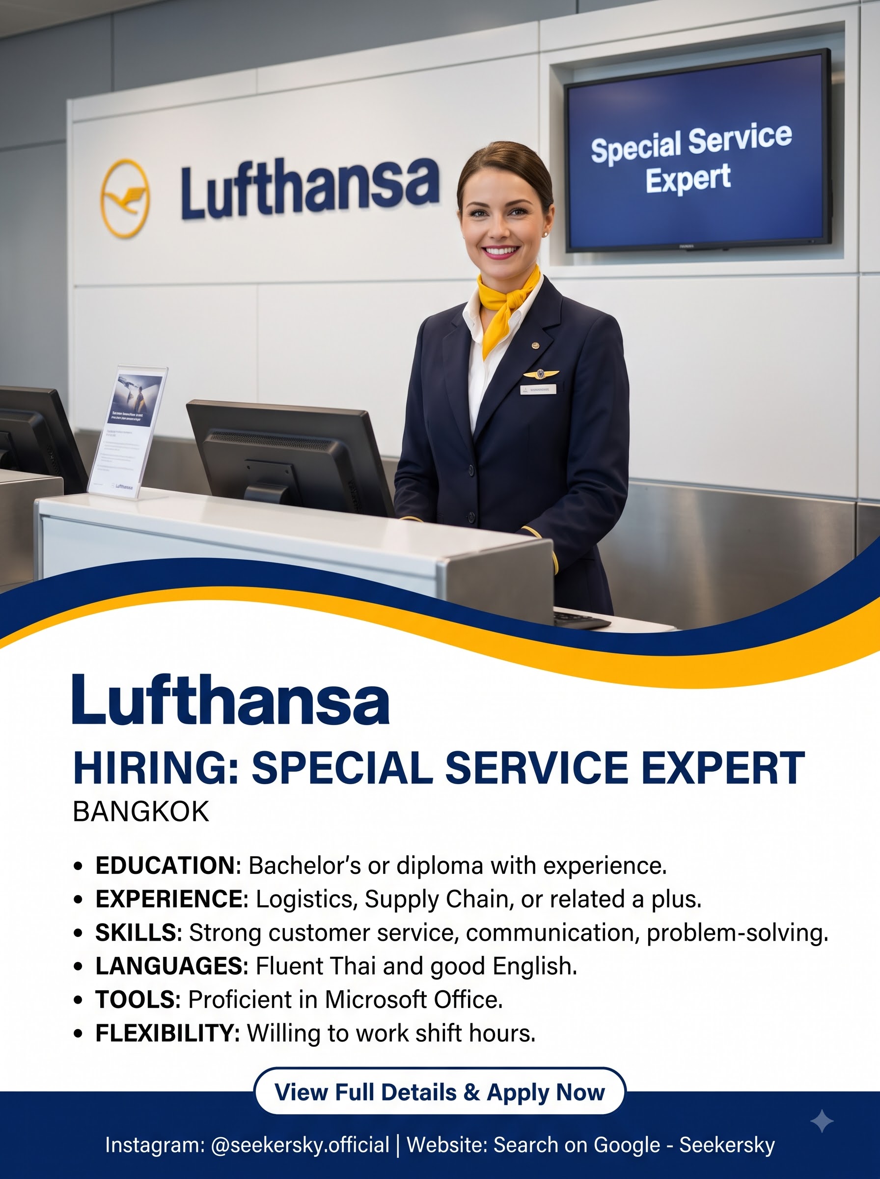 Hiring of Special Service Expert MaleFemale Lufthansa Airlines Bangkok