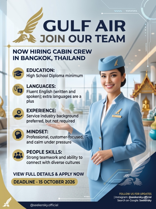 Hiring of Cabin Crew  Gulf Air  Bangkok, Thailand