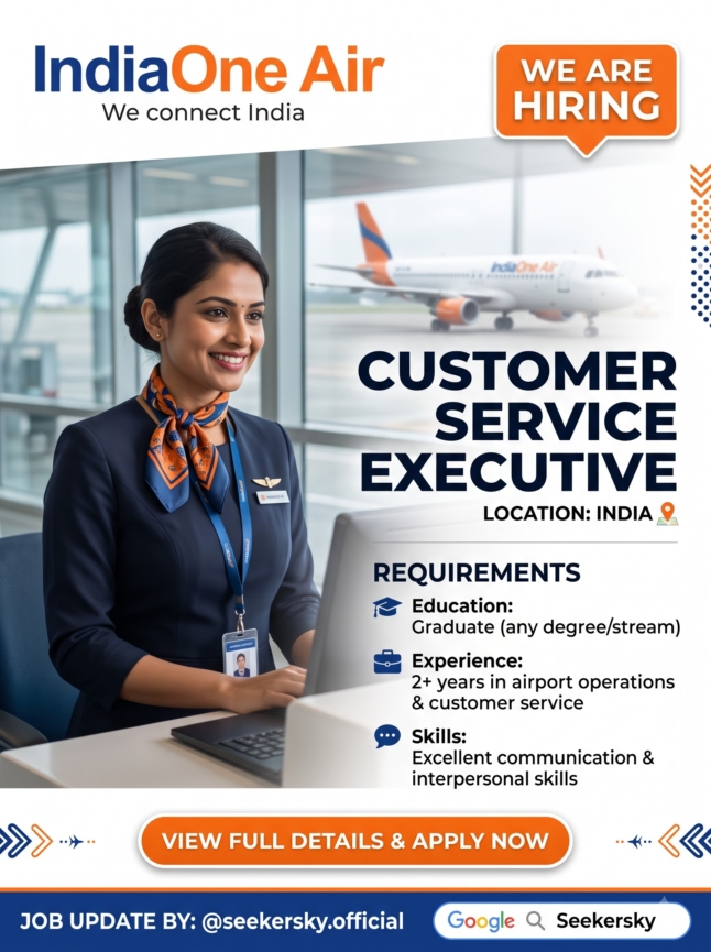 Hiring of Customer Service Executive  IndiaOne Air  Various Locations, India