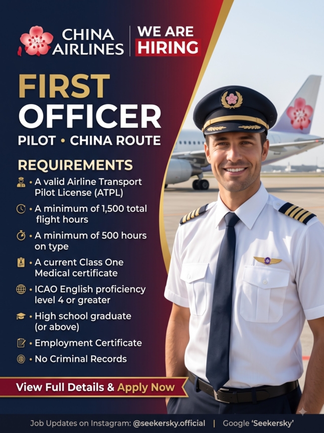 Hiring of First Officer (Pilot)  China Airlines  China