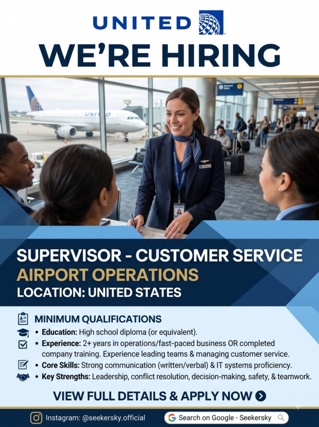 Hiring of Supervisor - Customer Service Airport Operations  United Airlines  United States